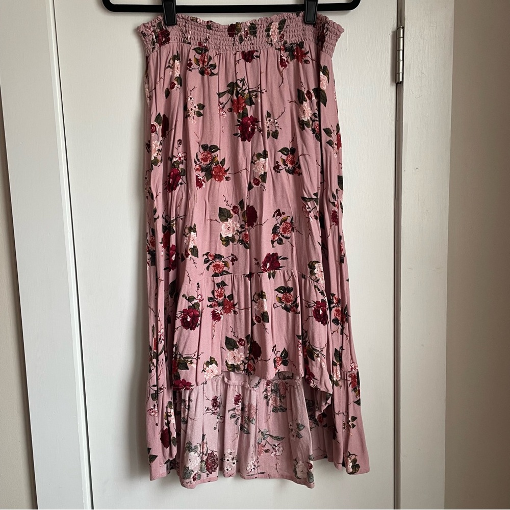 Xhilaration Pink Floral High Low Skirt